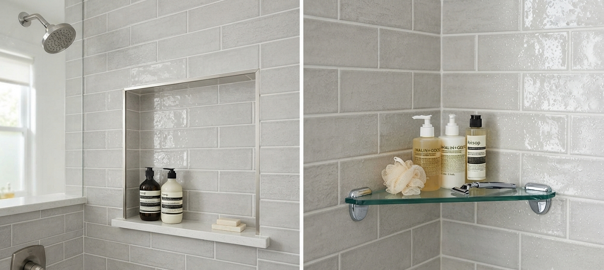 Shower Niche vs. Corner Shelf