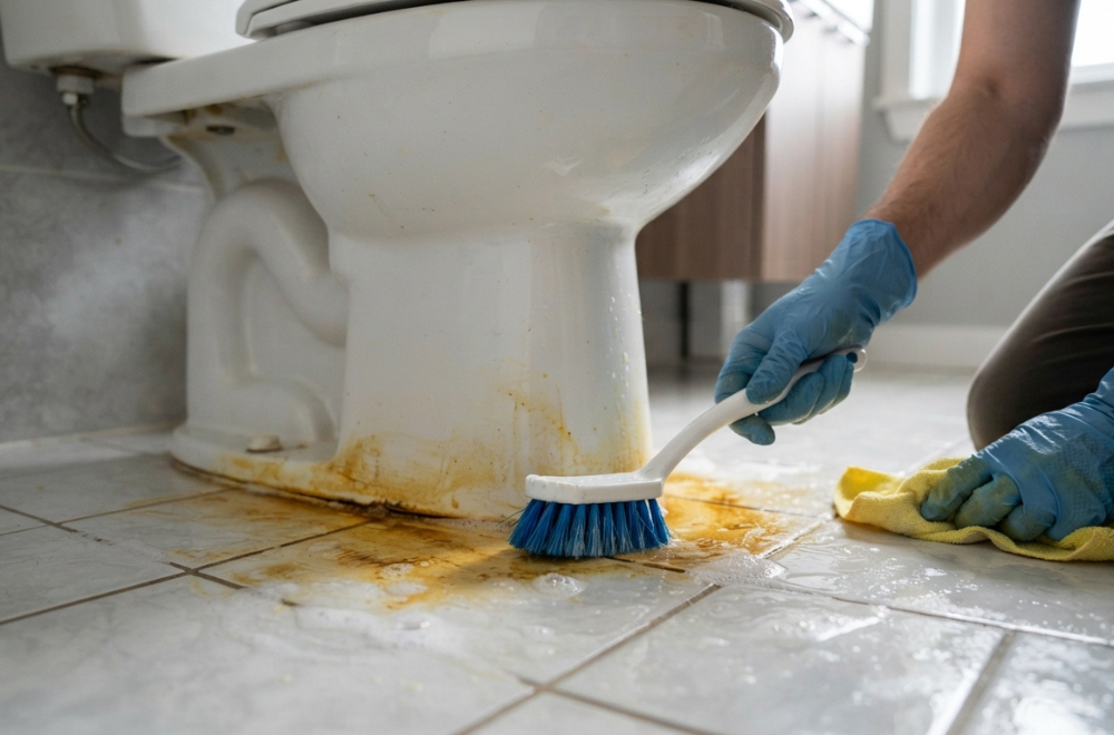 How to Remove Yellow Stains Around Your Toilet Base
